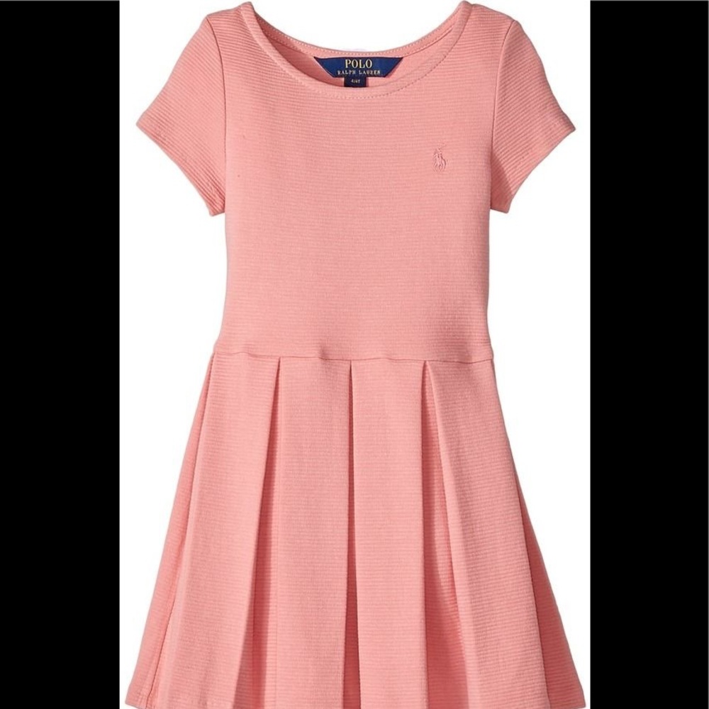 Ralph Lauren Pink Girls Pleated Dress, Size M NWT